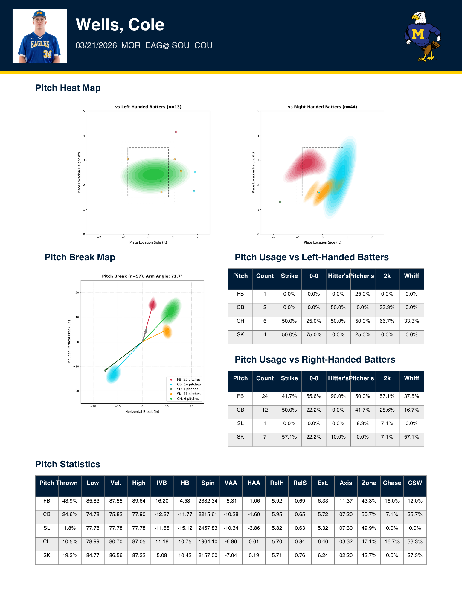 Pitcher report example, Used with permission